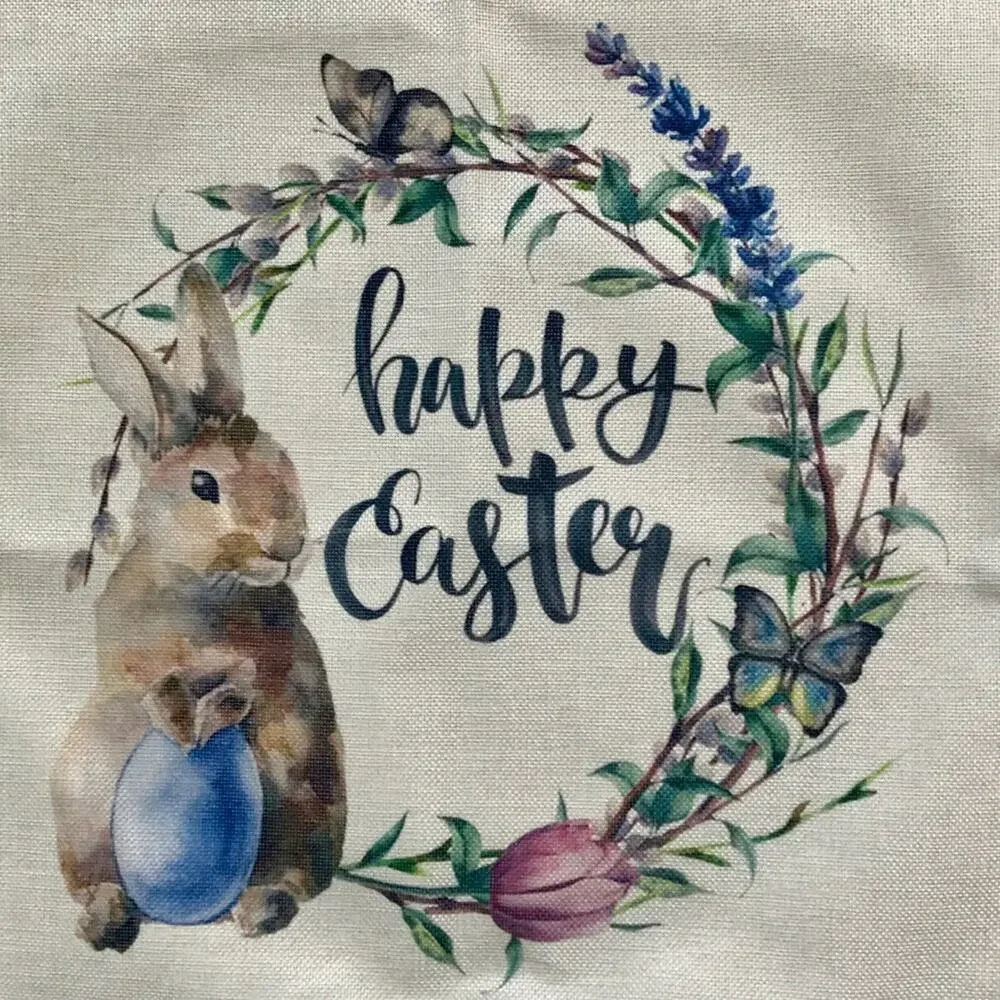Easter Bunny & Egg NWT 4 Decorative Pillow Cases Spring Farmhouse Floral